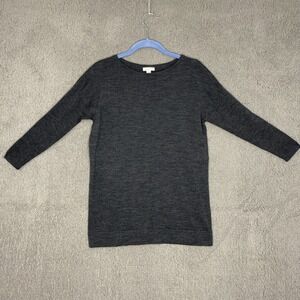 J.Jill Washable Merino Wool Blouson Sleeve Pullover Gray Sz Xs